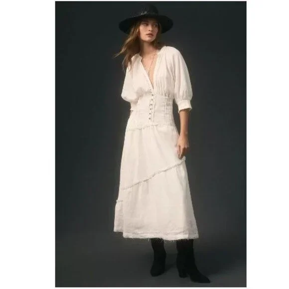 Anthropologie | Dresses | By Anthropologie Vneck Corset Midi Shirt Dress Linen In Ivory Size Small Boho | Poshmark Anthropologie | Dresses | By Anthropologie Vneck Corset Midi Shirt Dress Linen In Ivory Size Small Boho | Poshmark